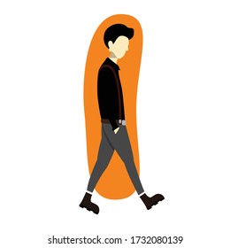 Man walking picture flat illustration style. Stock vector for design element. EPS 10 format file. 