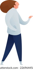 Man Walking And Pointing Curvy 2 UI Banner Illustration Vector EPS