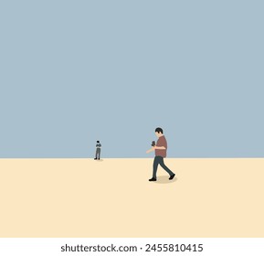 Man walking and relaxing on street. Enjoying hangout outdoor during holiday Urban lifestyle leisure concept.