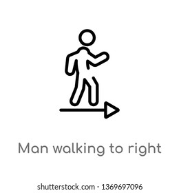 man walking to right vector line icon. Simple element illustration. man walking to right outline icon from ultimate glyphicons concept. Can be used for web and mobile