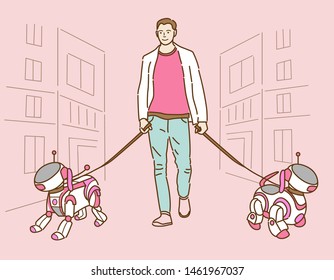 man walking with a robot dog
