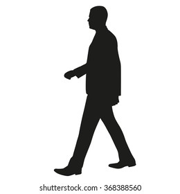 Man Walking Side View, Vector Silhouette