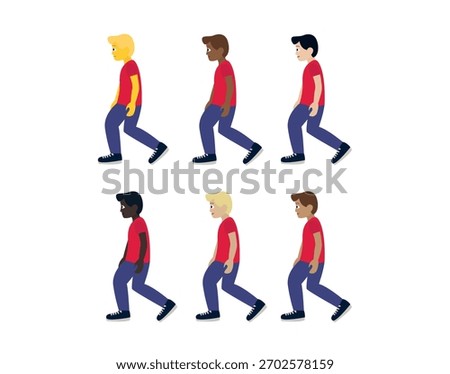 man walking silhouette side men person red shirt walk emoji symbol sign icon vector illustration isolated flat
