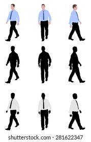 man walking silhouettes and illustration