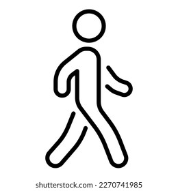 Man walking slowly line icon. Rules of the road, one-way traffic, pedestrian crossing, danger on the road. Safety security. Vector line icon on white background