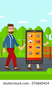 Man walking with smartphone.