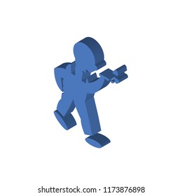 Man walking and smoking isometric left top view 3D icon