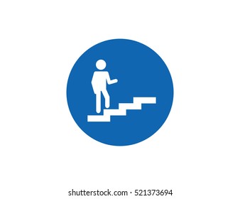 Man walking up stairs. Flat design style