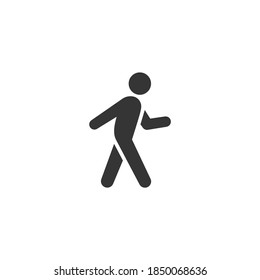 Man Walking Stick Figure Isolated on Black and White Vector Graphic