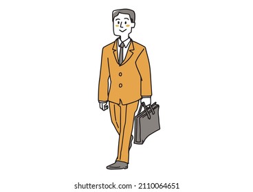 A man in a walking suit, a warm handwritten illustration of a person, a vector on a white background