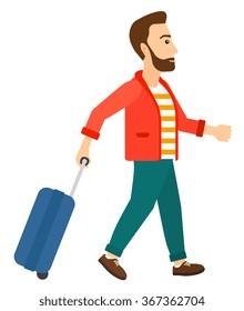 Man walking with suitcase.