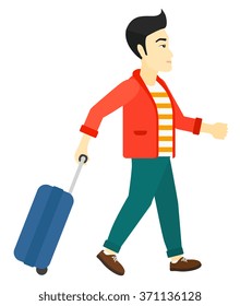 Man walking with suitcase.