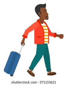 Man walking with suitcase.