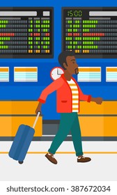 Man walking with suitcase.