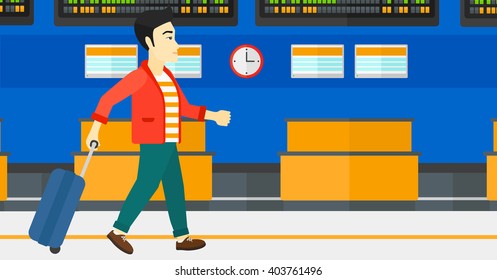 Man walking with suitcase.