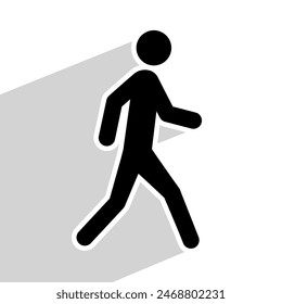 man walking, symbol or icon, black and white color, vector illustration 