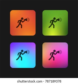 Man walking talking by a speaker four color gradient app icon design