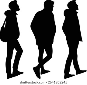 man walking three black silhouette