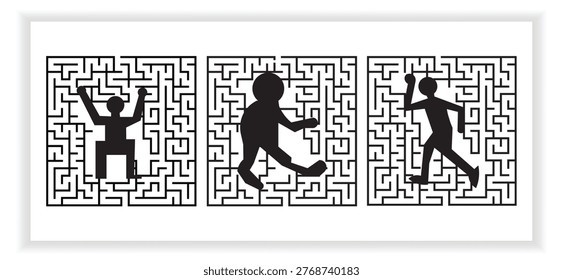 Man Walking Through Labyrinth for Life Challenge Concept Design