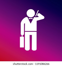 Man Walking Through the Wind icon vector illustrator creative design purple and pink gradient background
