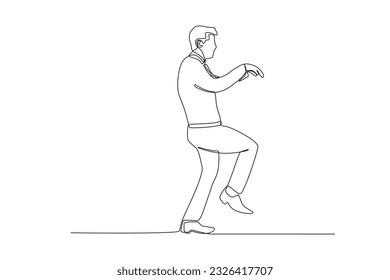 A man walking a tightrope. Work obstacle one-line drawing