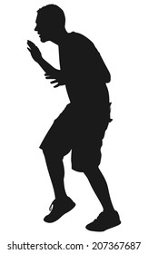 man walking tiptoe quietly, vector