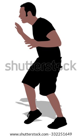 man walking tiptoe quietly, vector