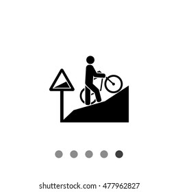 Man Walking Uphill With Bicycle Icon