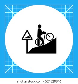 Man Walking Uphill with Bicycle Icon