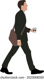 Man walking vector holding cup of coffee
