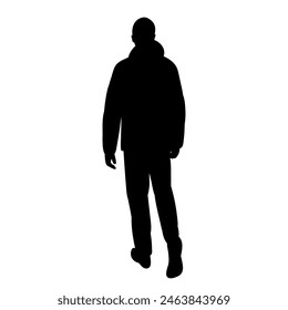 man walking view from the back silhouette on a white background vector