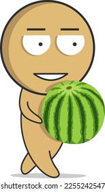 Man walking with watermelon on a summer day
