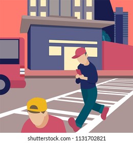 Hombre caminando en la ilustración del teléfono
