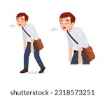 man walking from work and feeling tired