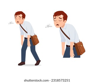 man walking from work and feeling tired