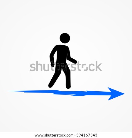 Man walks along the arrow