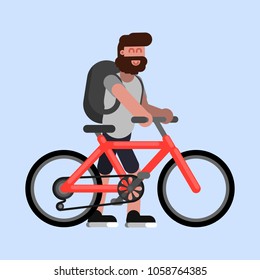 Man walks with bike