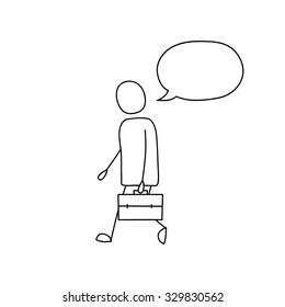 Man walks with briefcase in hand.