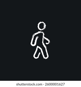 Man Walks chalk icon. Vector isolated black illustration.