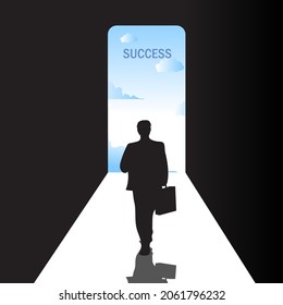 a man walks in the dark and tries to find the light of success