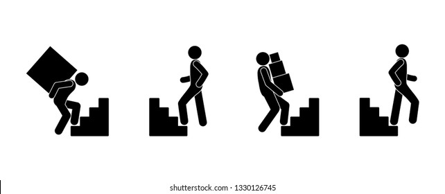 man walks down the stairs, stick figure program