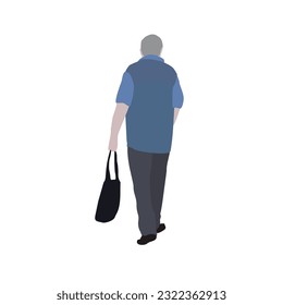 A man walks down the street in summer clothes. 2D image to use as entourage. Flat city vector infographic.