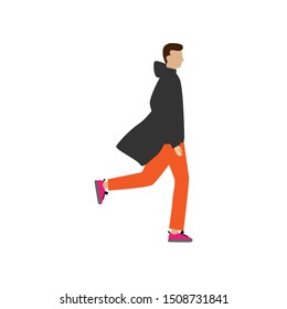 A man walks. Сharacter for landing pages Flat cartoon character isolated on white background