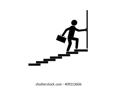 man walks up the steps to your goal.