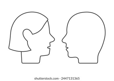 Man and waman head face outline icon