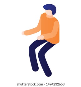 Man want to sit down icon. Isometric of man want to sit down vector icon for web design isolated on white background
