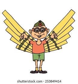 Man wants to fly.