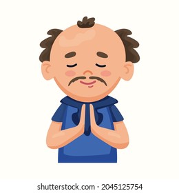 A man wants something. The man is praying. Vector illustration in flat style