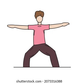 Man warming up before jogging. stretching style. Vector colorful illustration. cartoon style. 