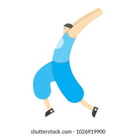 a man warms up his muscles, exercises gymnastics, the athlete stretches,Vector image, flat design, animated cartoon character